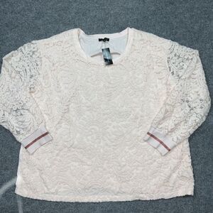 Lane Bryant Sweatshirt Womens Size 26/28 Pink Lace Overlay Long Sleeves
